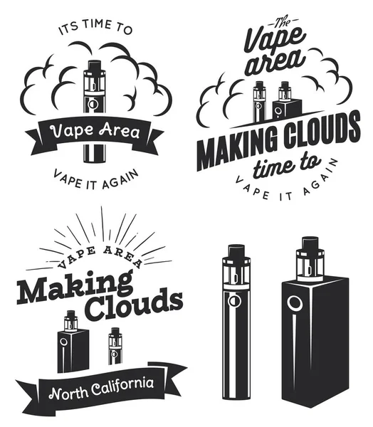 Set of vape logo, emblems, and badges — Stock Vector