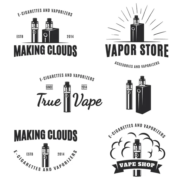 Conjunto de logotipo vape, emblemas e emblemas . — Vetor de Stock