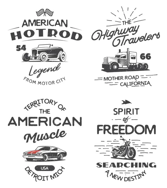 Typografie-Logo von Auto, LKW, Motorrad — Stockvektor
