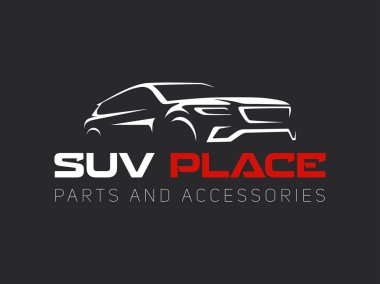 Koyu arka plan üzerinde SUV araba logo.
