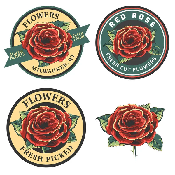 Set of vintage flowers logo, badges and emblems. — Stock Vector