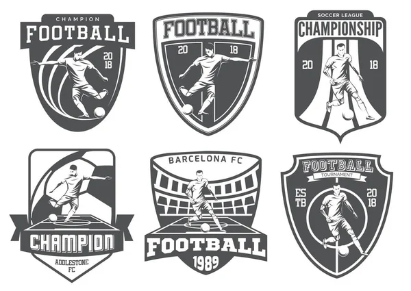 Conjunto de emblemas de futebol vintage, emblemas e ícones isolados no wh —  Vetores de Stock