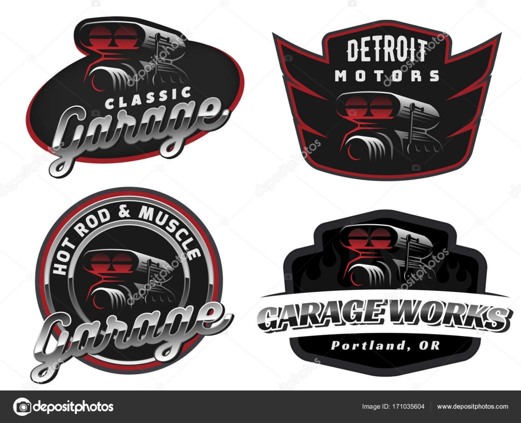 Set von Oldtimer-Logos, Emblemen und Abzeichen. Stock-Vektorgrafik