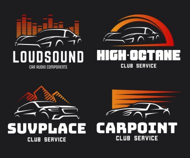 Set of modern sports car and SUV logo, emblems and badges. clipart