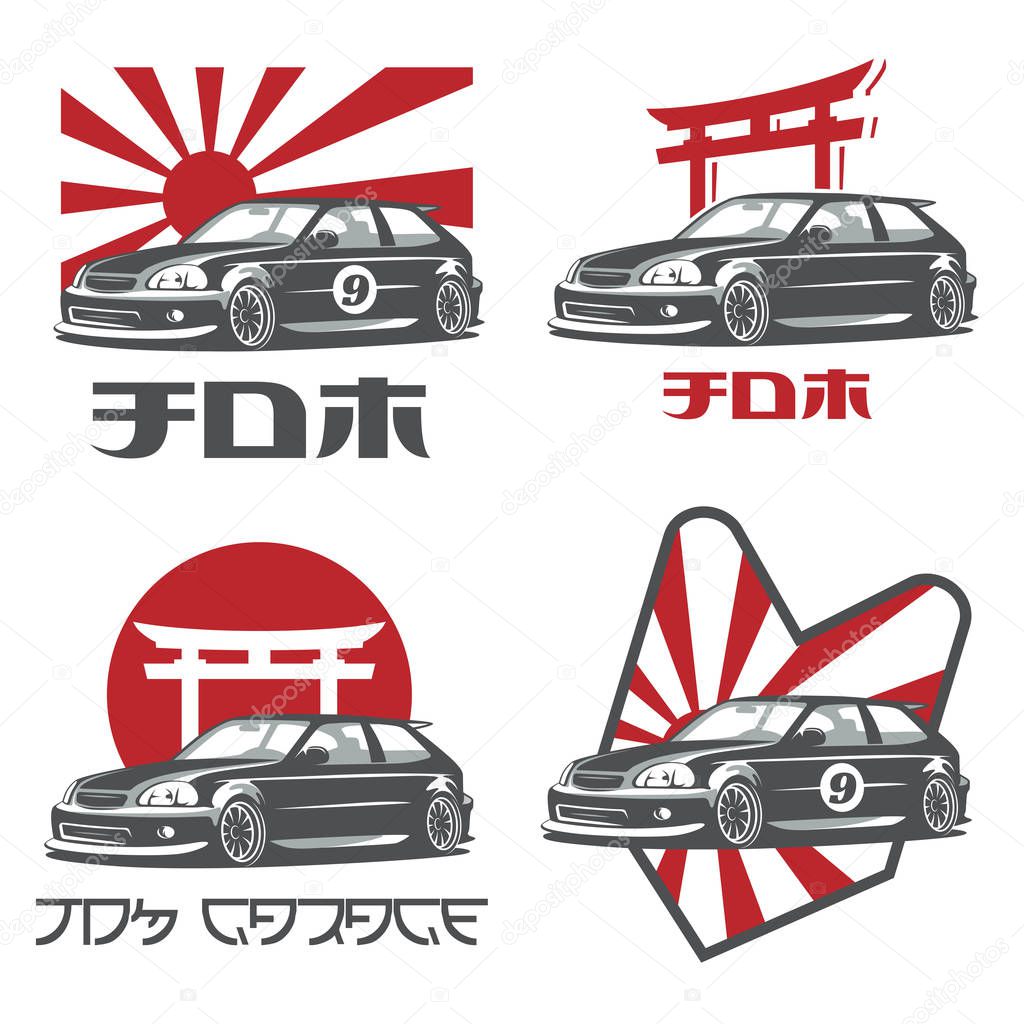 Old japanese car logo, emblems and badges.