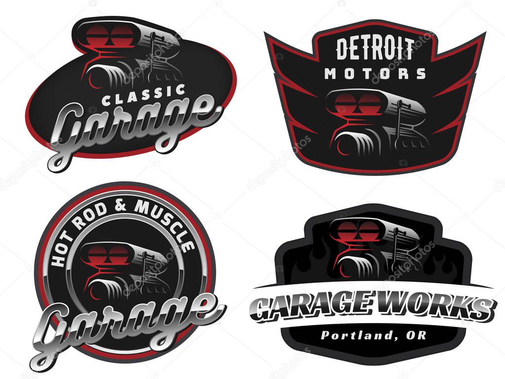 Set of classic car logo, emblems and badges.