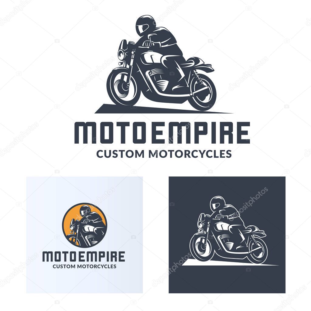 Vintage cafe racer motorcycle logo isolated on white background.