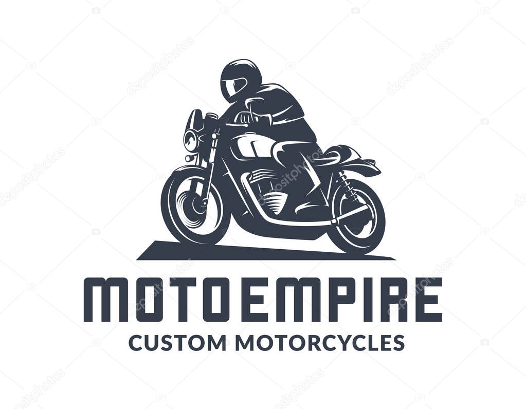 Vintage cafe racer motorcycle logo isolated on white background.
