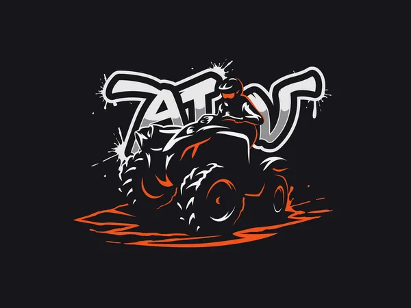 Logotipo Veículo Atv Fundo Escuro Ilustração Quadrilátero Todo Terreno Road —  Vetores de Stock