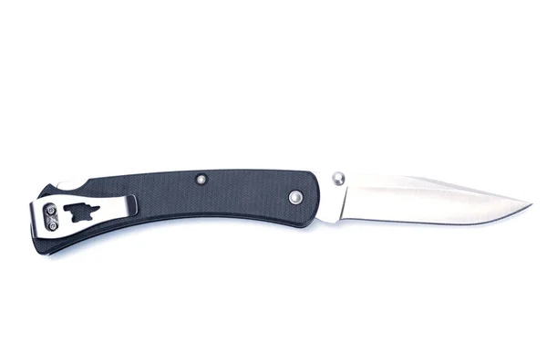 Składany nóż kieszonkowy z klipsem do przenoszenia. — Zdjęcie stockowe