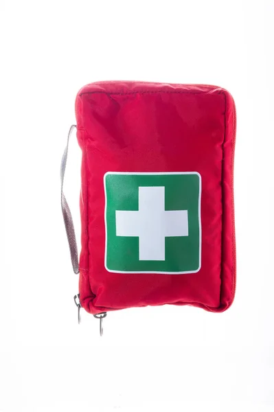 Red Medical Kit Compact Mobile First Aid Kit Health Care — Stock Photo, Image