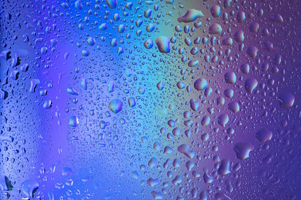 Violet Blue Gradient Drops Glass Background Water Drops — Stock Photo, Image