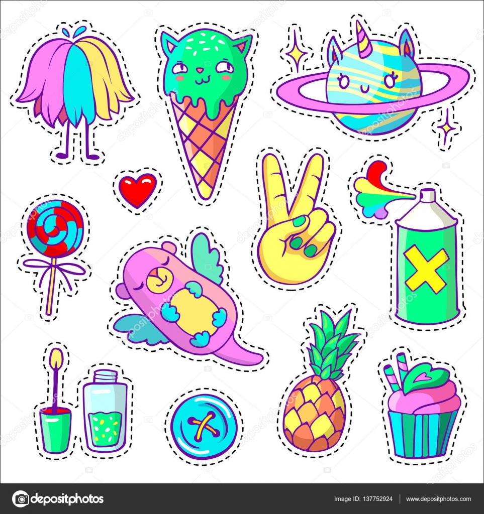 Cool stickers set in pop art comic style — Stock Vector © Ksania 137752924