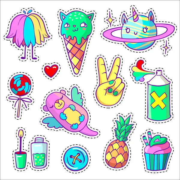 Stickers cool dans un style pop art comique — Image vectorielle