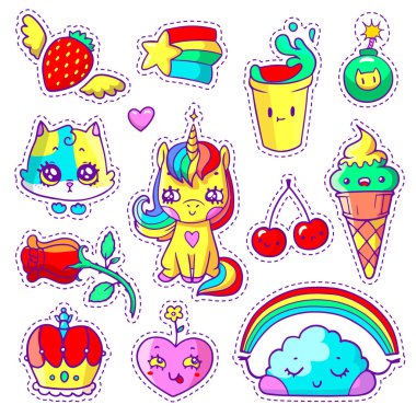 Neon kız gibi etiketleri 80s 90s pop art comic stilinde ayarla