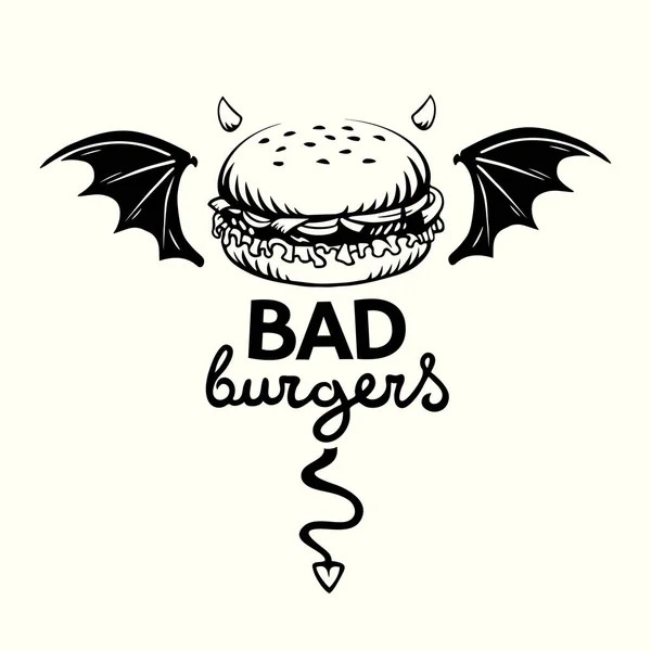 Kötü hamburger grafik illüstrasyon — Stok Vektör