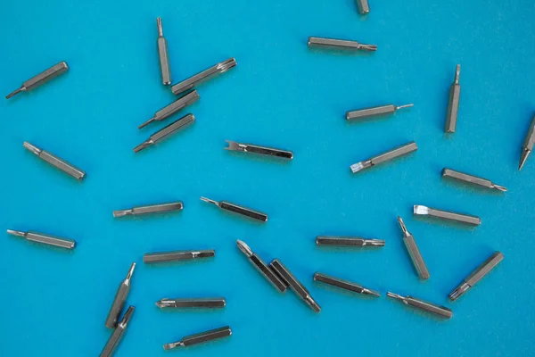 Screwdriver set on a blue background — Stock Photo, Image