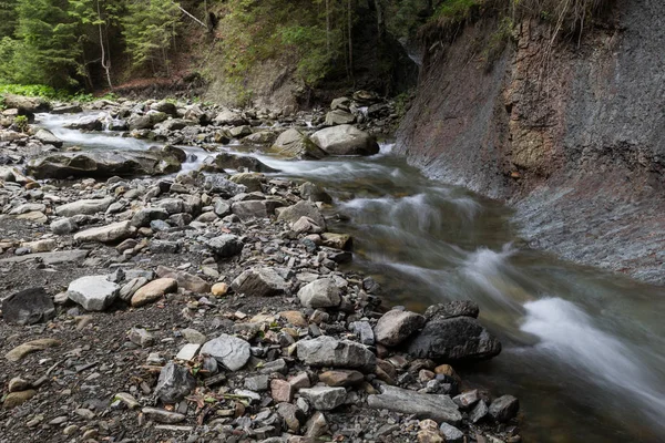 El agua fría de un río de montaña en verano — Foto de Stock