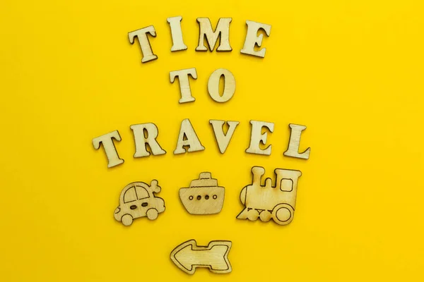 Figures Transport Yellow Background Time Travel — Stock Photo, Image