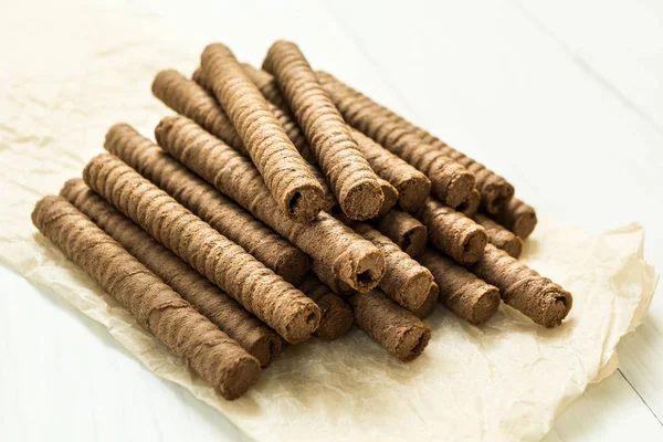 Фон Шоколадних Вафельних Трубок — стокове фото