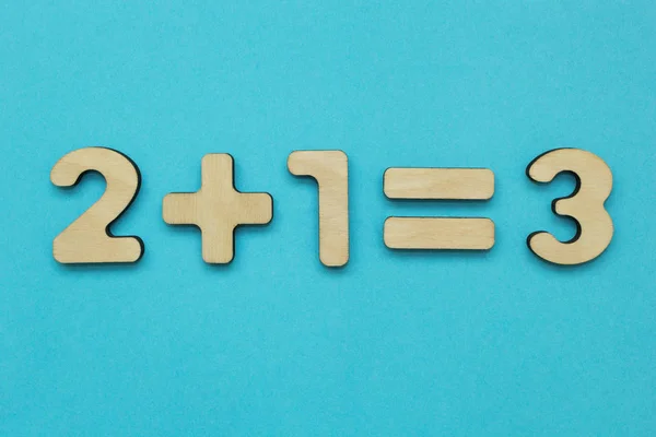 Simple Mathematical Example Children Blue Background — Stock Photo, Image