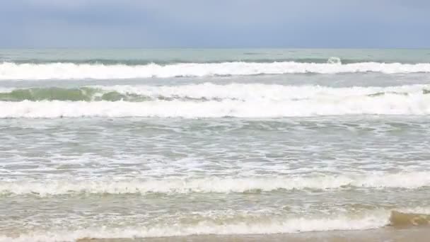 Ocean Surf Waves Playa en día nublado . — Vídeos de Stock