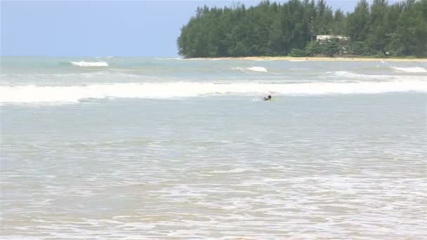 Paysage marin pittoresque avec de grandes vagues s'écrasant sur le rivage sablonneux . — Video