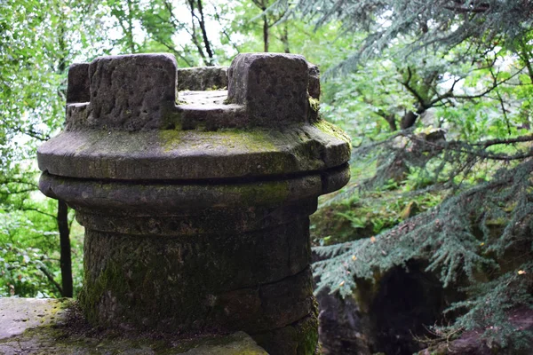 Ormanın ortasında antik Ortaçağ mezarlar. — Stok fotoğraf