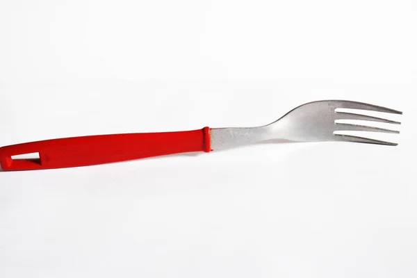 Fork with red handle. — Stock Photo, Image