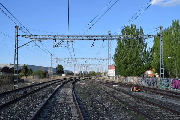 Övergivna järnvägsspåren. — Stockfoto