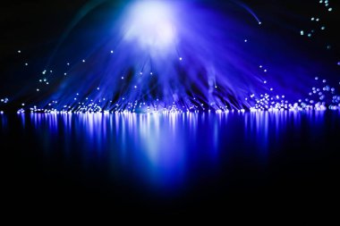 Mavi optik fiber kablo yakın çekim