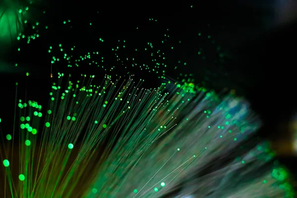 绿色光纤电缆关闭 — 图库照片