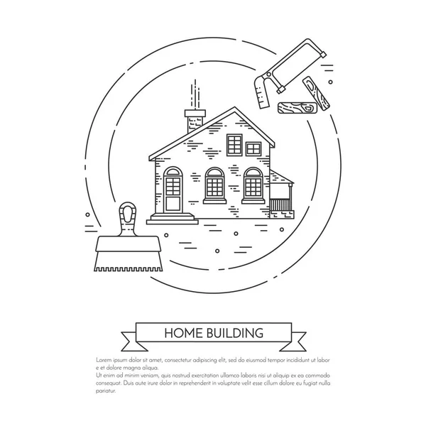 Дом реконструирует горизонтальный баннер со строительными инструментами — стоковый вектор