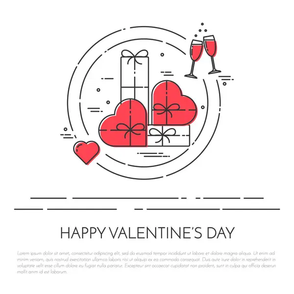Лінія горизонтальний банер для Святого Валентина день і любов теми — стоковий вектор
