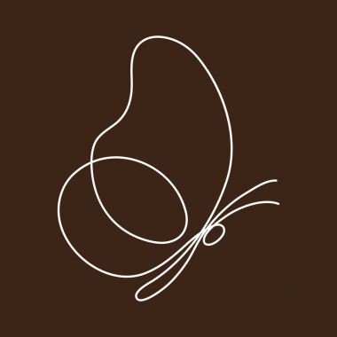 Modern sürekli çizgi kelebek. Bir çizgi çizme logo, kart, afiş, poster afiş için böcek form.