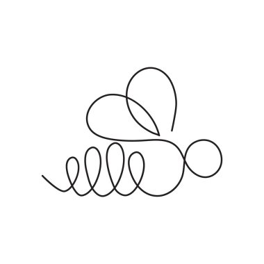 Modern sürekli çizgi arı. Bir çizgi çizme logo, kart, afiş, poster afiş için böcek form.