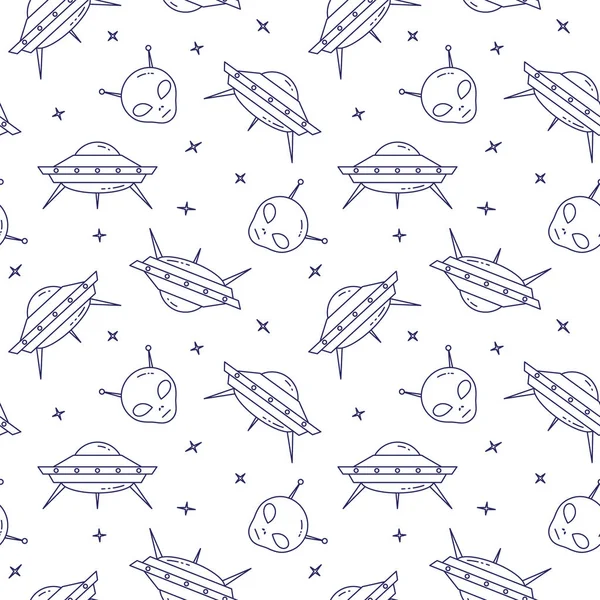Uzay Seyahat hattı simgeler. Ufo, unsurları uzaylı. Seamless modeli. Web sitesi, kart, Infographic, konsept reklam duvar kağıdı sarma Web sitesi Tekstil