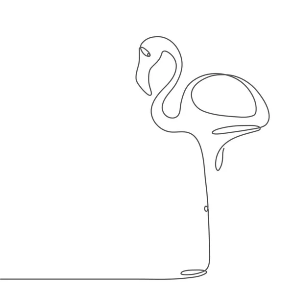 Непрерывная линия flamingo оставаясь на одной ноге. Абстрактное современное оформление, логотип. Векторная иллюстрация. Рисунок одной линии формы птицы . — стоковый вектор