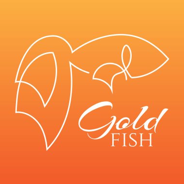 Güzel kuyruk ile sürekli çizgi balık. Soyut modern dekorasyonu, logo. Vektör çizim. Balık formunun bir çizim için. Fantezi hat sanatı. Beyaz siluet. Son moda kavramı kart için banner