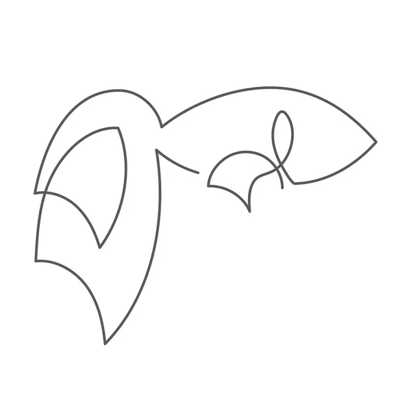 Непрерывная линия рыбы с красивым хвостом. Абстрактное современное оформление, логотип. Векторная иллюстрация. Одна линия рисунка формы рыбы. Фантастический рисунок. Черное и белое. Модная концепция для карты, баннера — стоковый вектор