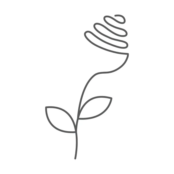 Kontinuerlig linje ros med blad. Abstrakt modern dekoration, logotyp. Vektorillustration. En linje ritning av blomma form. Fancy konturteckningar Blossom. Svart och vitt. Trendiga konceptet för kort, banner — Stock vektor