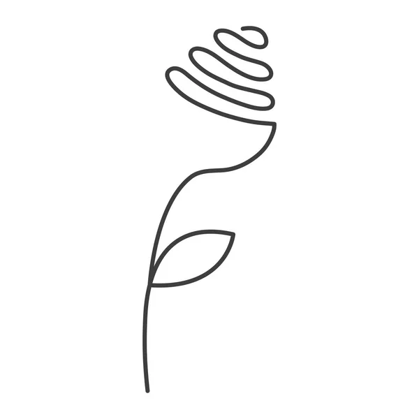연속 라인 로즈 잎-추상적인 현대 로고 또는 훈장. — 스톡 벡터