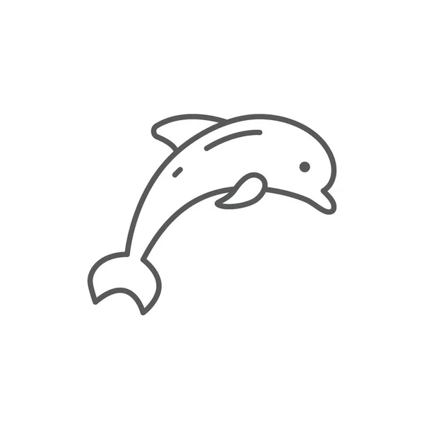 Delfino linea di salto modificabile pixel icona perfetta isolato su sfondo bianco . — Vettoriale Stock