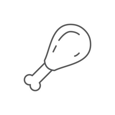 Tavuk bacağı yemek düzenlenebilir satırı simgesi - beyaz arka plan üzerinde izole Restoran piksel mükemmel vektör çizim.