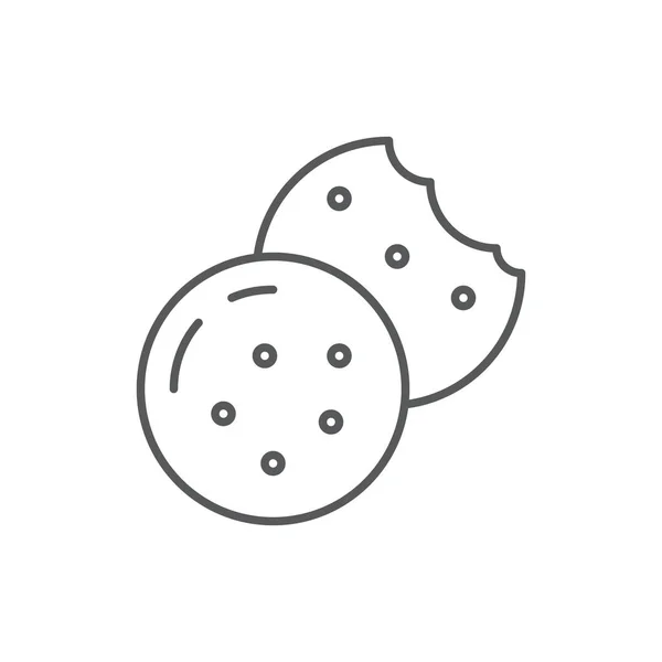 Cookie met chocolade chips bewerkbare lijn icon - bakkerij of banketbakkerij pixel perfect vectorillustratie. — Stockvector