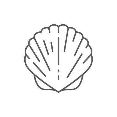 Kabuklu deniz ürünleri satırı düzenlenebilir piksel mükemmel simgesi beyaz arka plan üzerinde izole.