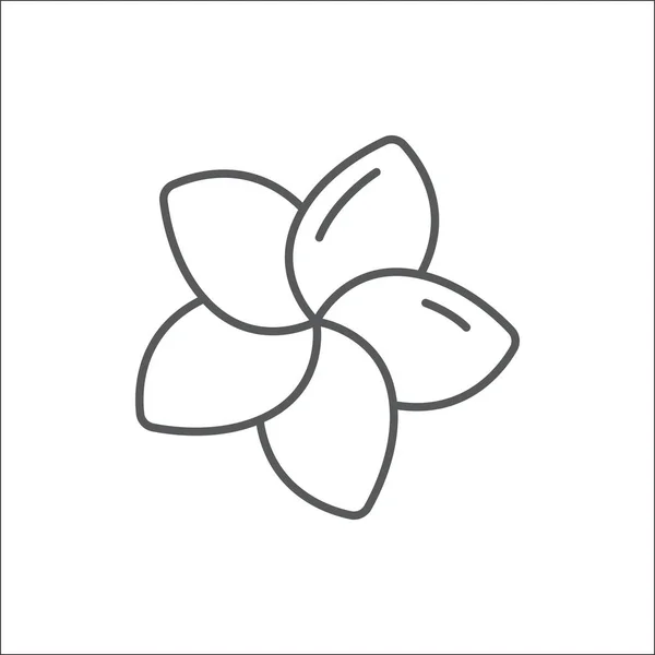 Plumeria redigerbara översikt ikonen - pixel perfekt symbol för tropisk blomma i tunn linje konststil. — Stock vektor