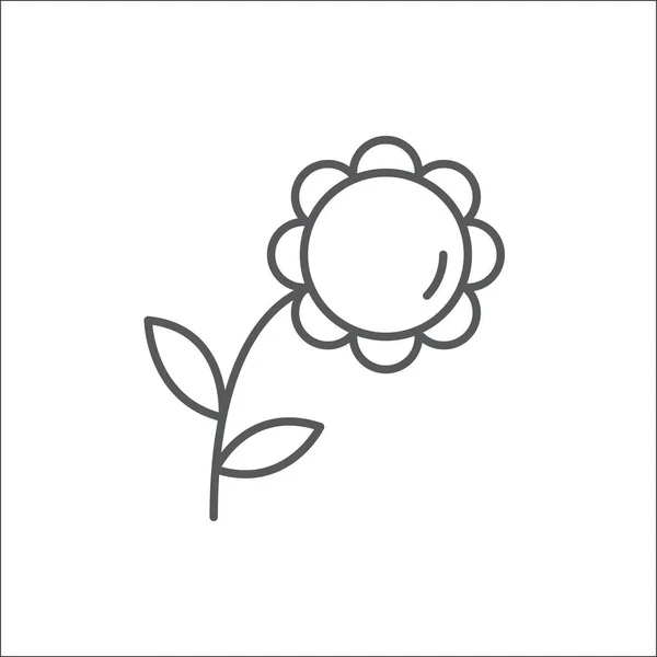 Sommar blomma med blad redigerbara översikt ikon - pixel perfekt symbol för vackra blommiga element i linje konststil. — Stock vektor