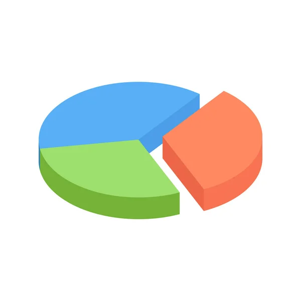 Grafico a torta isometrico con tre parti. Grafico rotondo 3d o diagramma finanziario per l'infografica aziendale o la presentazione . — Vettoriale Stock