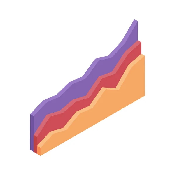 Grafico isometrico con tre opzioni di parti in crescita isolate su sfondo bianco . — Vettoriale Stock